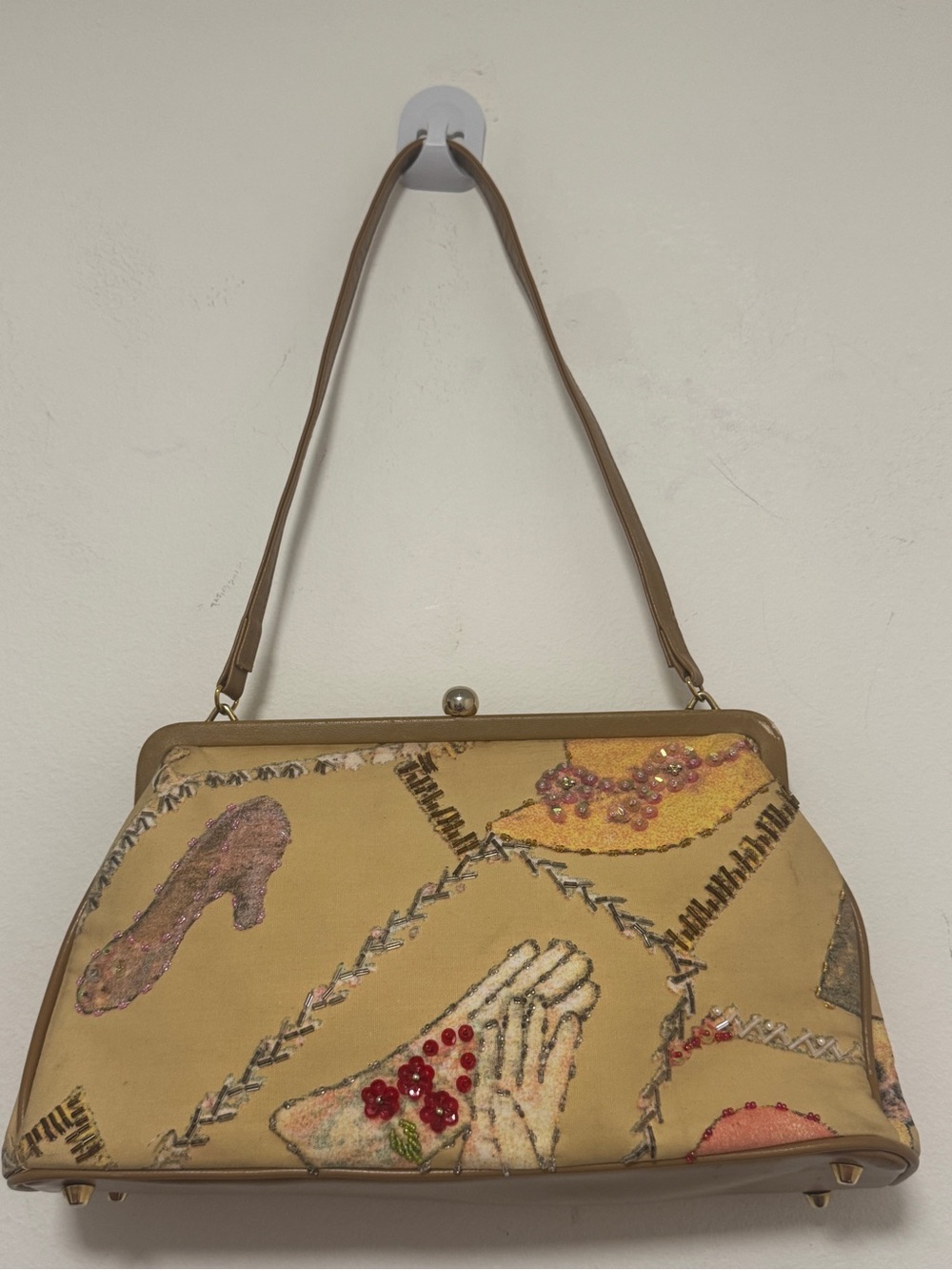 Vintage 1920s Inspired Beaded Frame Purse Art Deco Kiss Lock Shoulder Handbag - Picture 3 of 16